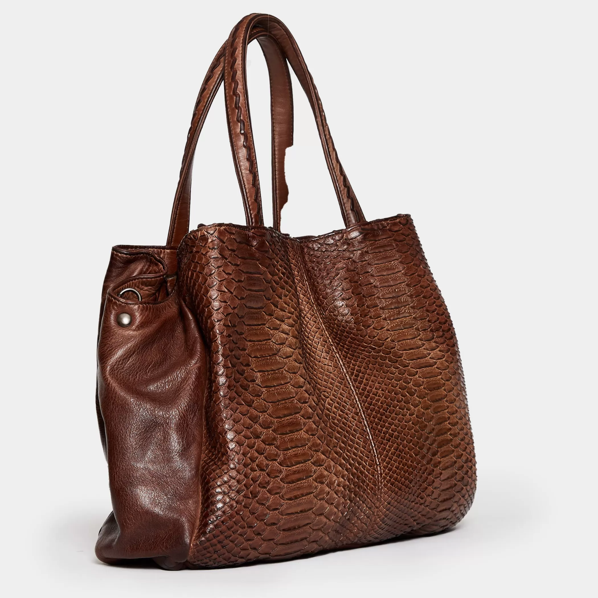 Reptile's House Bags>Vivienne Pitone-Handbag Amber